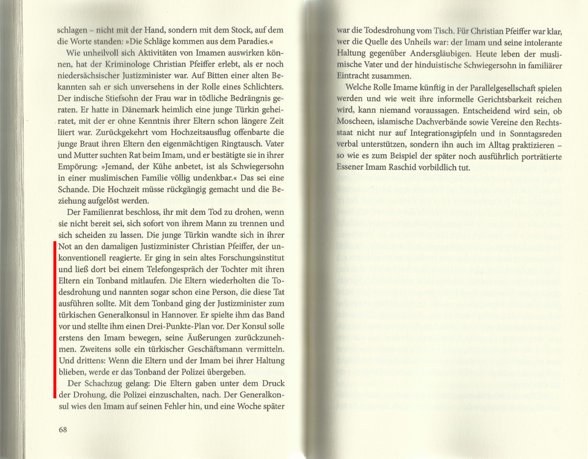 Zitat aus 'Richter ohne Gesetz - Islamische Paralleljustiz gefhrdet unseren Rechtsstaat' von Joachim Wagner, Seiten 68 und 69