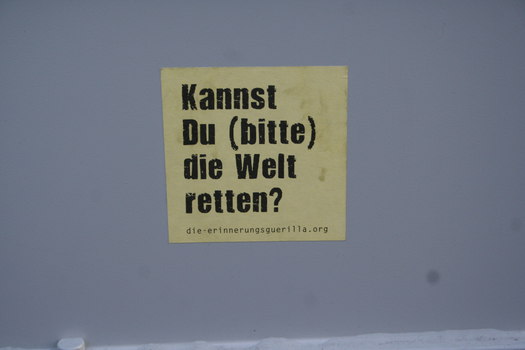 [Foto: Kannst du bitte die Welt retten?]