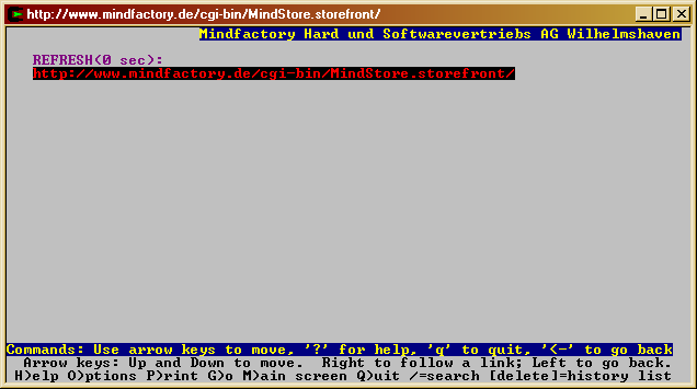 Screenshot: Mindfactory-Website in Lynx