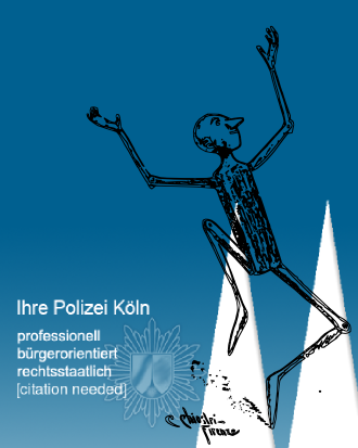 [Collage bestehend aus Pinochhio sowie verfremdetem Banner der Polizei Kln]