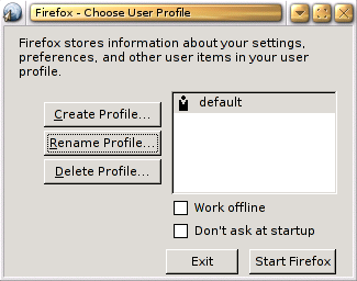 [Screenshot: Firefox-Profil-Auswahl.]